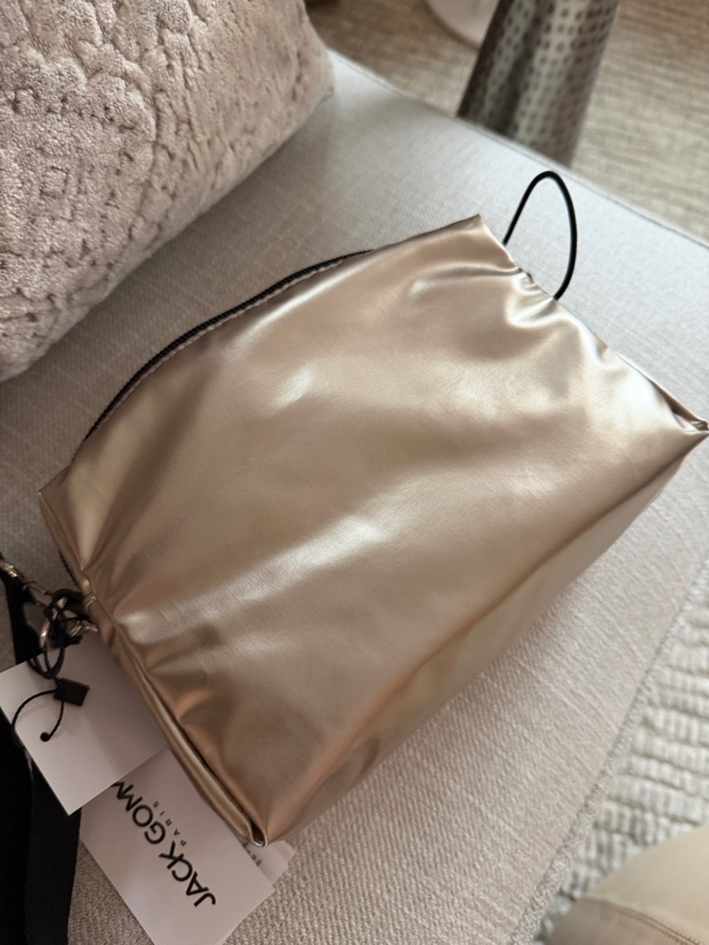 Jack Gomme Soft Metallic Crossbody Bag (soft gold/black) - Picture 7 of 13